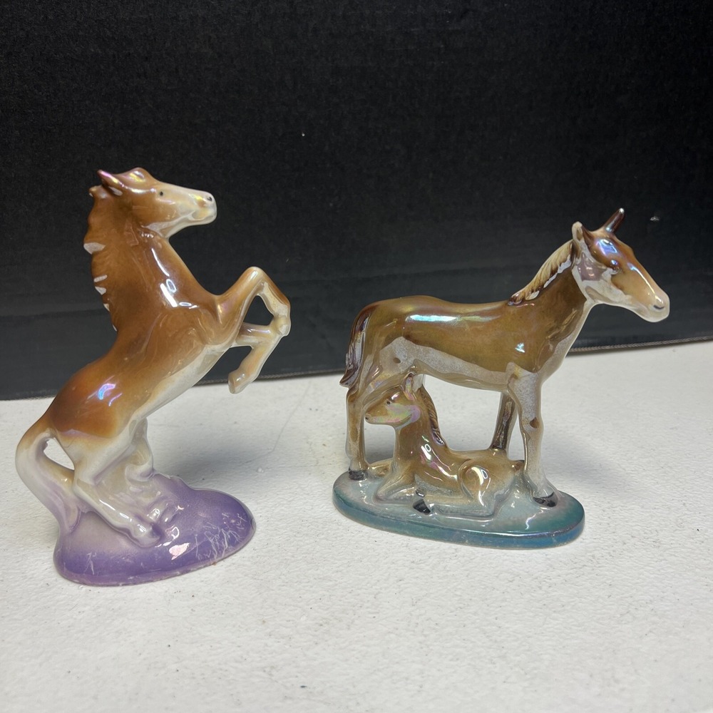 Set Of 2 Carl Scheidig? Vintage Porcelain Wild Horses Figurines Germany